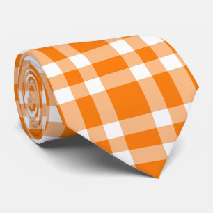 Cravate Motif carreaux orange et blanc