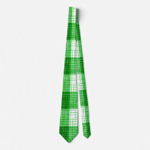 Cravate Motif carreaux vert et blanc gras