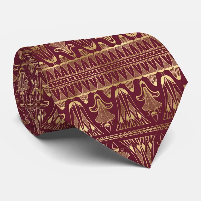 Cravate motif carrelé art déco Bourgogne (Roulé)