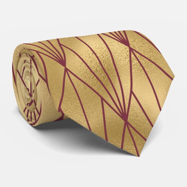 Cravate motif carrelé art déco Bourgogne (Roulé)
