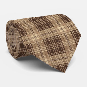 Cravate motif carrelé brun cool