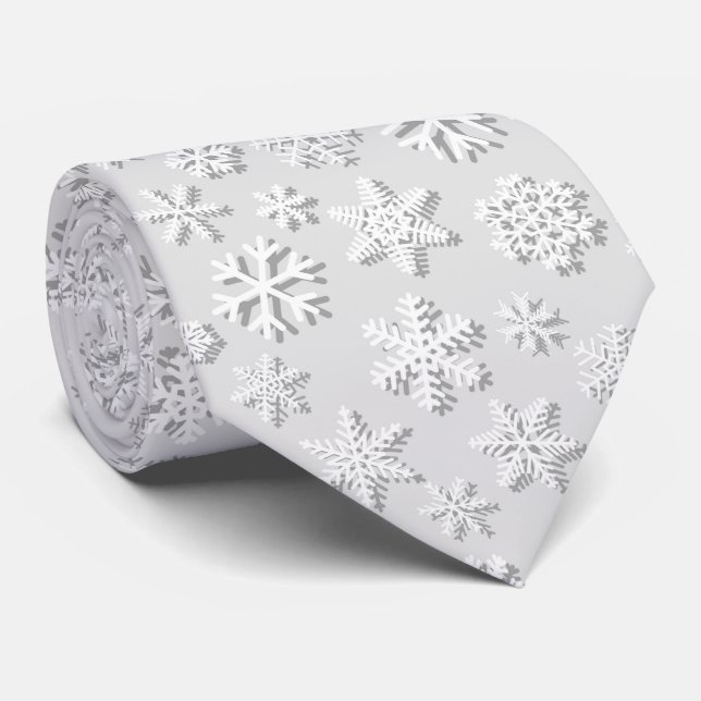 Cravate motif carrelé de Noël blanc festif (Roulé)