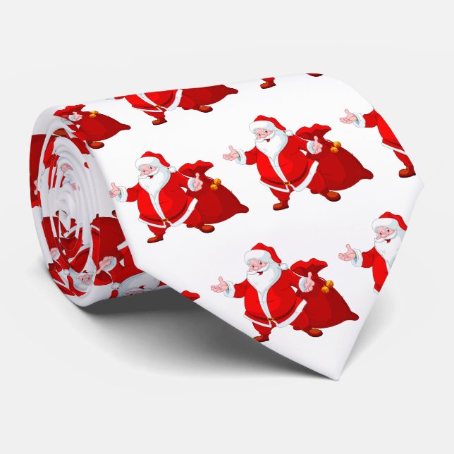 Cravate motif carrelé de Noël Père Noël (Roulé)