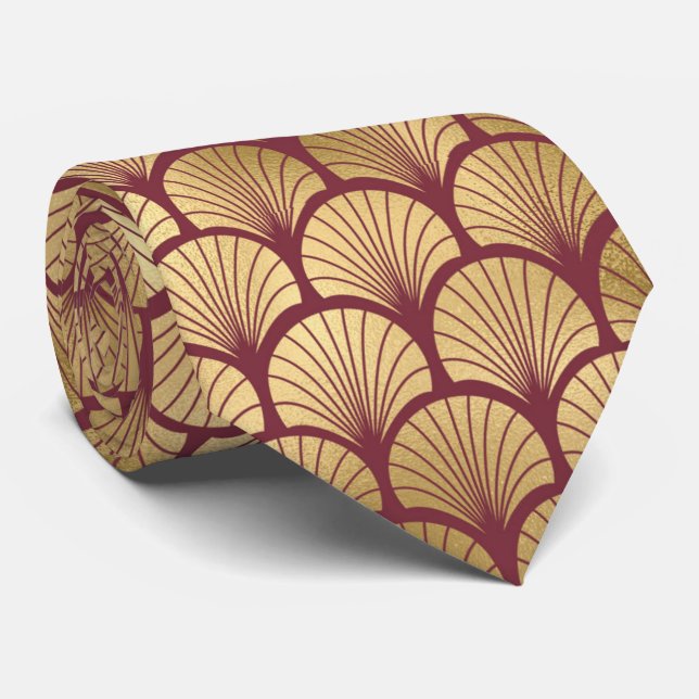 Cravate motif carrelé d'or Art déco Bourgogne (Roulé)