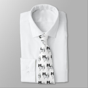 Cravate Motif Cartographié de chien noir et blanc