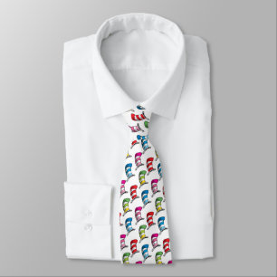 Cravate Motif Chapeau Coloré du Chat dans le Chapeau