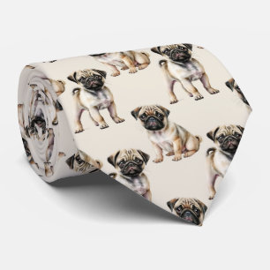 Cravate Motif chien Carlin mignon