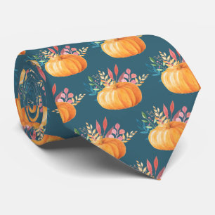 Cravate Motif Citrouille d'aquarelle orange