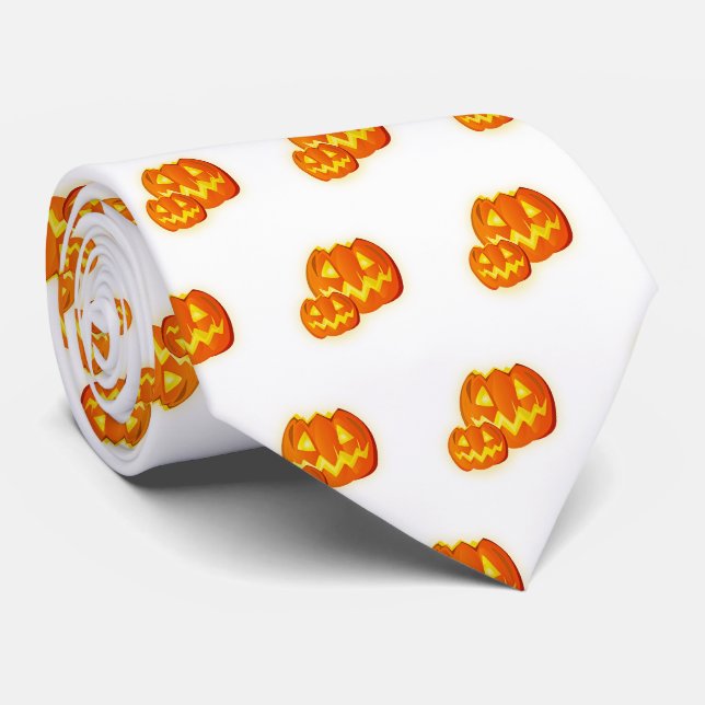 Cravate Motif Citrouille Halloween Orange (Roulé)
