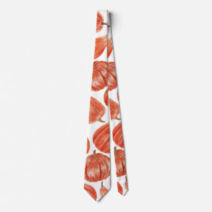 Cravate Motif Citrouille orange aquarelle  