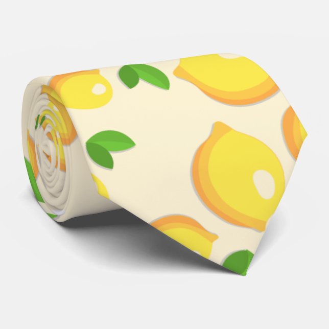 Cravate Motif Citrus Citron (Roulé)