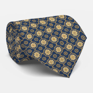Cravate Motif classique de marine et de carreaux d'or