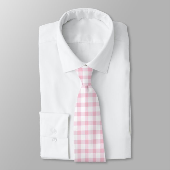 Cravate Motif classique Pastel rose En vichy chèque (Attaché)