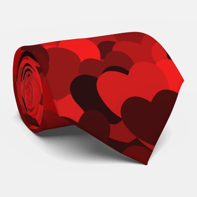 Cravate motif coeur rouge (Roulé)