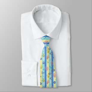 Cravate Motif Coloré de la Vie Marine Côtière (10)