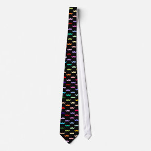 Cravate Motif coloré de moustache d'arc-en-ciel sur le