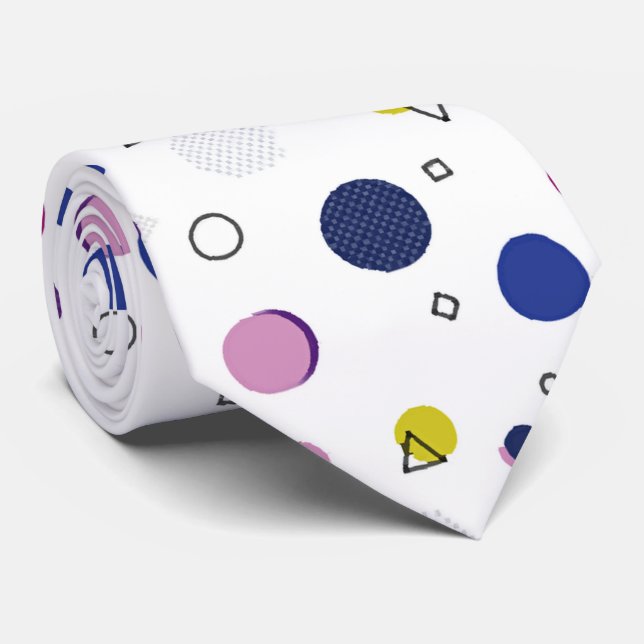 Cravate Motif coloré Memphis (Roulé)