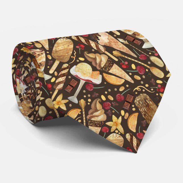Cravate motif cool carrelé crème glacée (Roulé)