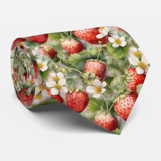 Cravate motif cool carrelé fraise (Roulé)
