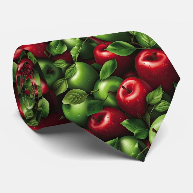 Cravate motif cool carrelé rouge vert pomme (Roulé)