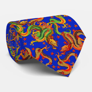 Cravate motif cool de dragon japonais carrelé