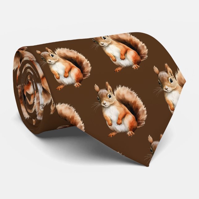 Cravate motif cool d'écureuil (Roulé)