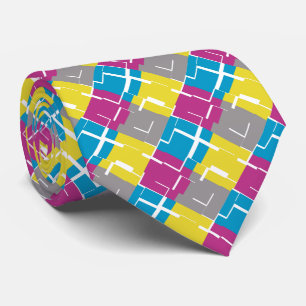 Cravate Motif cool violet bleu jaune gris