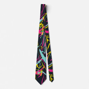 Cravate Motif couleur Abstrait Memphis Lines