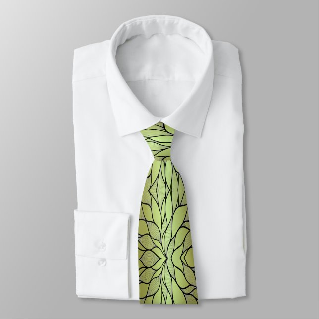 Cravate Motif Créatif Vert Olive  (Attaché)