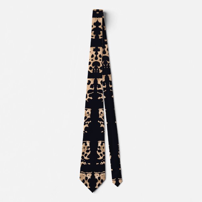 Cravate Motif crocodile moderne en or rose et noir (Devant)
