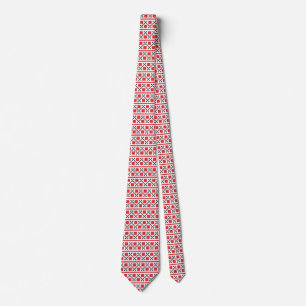 Cravate Motif croix géométrique carré rouge et noir