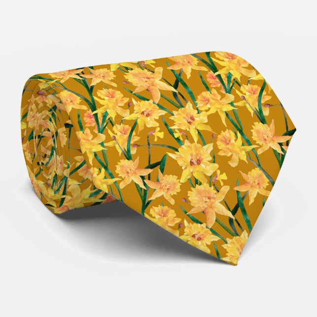 Cravate Motif Daffodique d'été (Roulé)