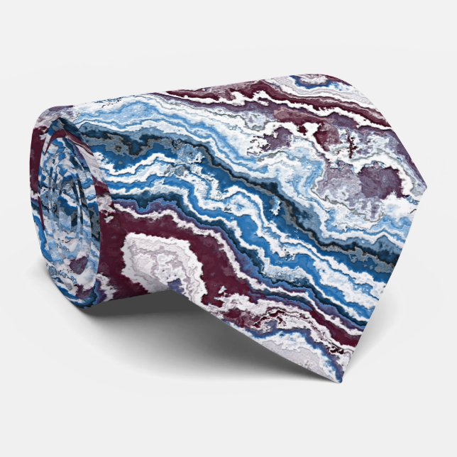 Cravate Motif d'âge Abstrait Red White Blue Minerals (Roulé)