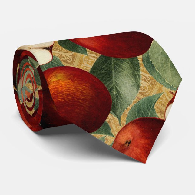 Cravate Motif d'Alphabet d'or des Pommes rouges (Roulé)