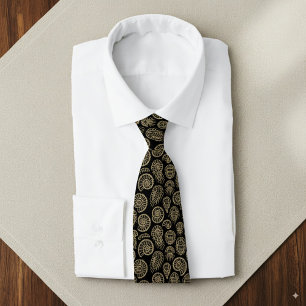 Cravate motif d'ammoniac à trilobite fossile vintage beige