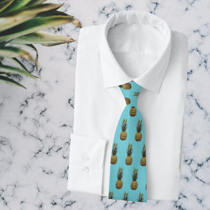 Cravate Motif d'ananas Robin Egg Blue Tropical Tiki Cravat