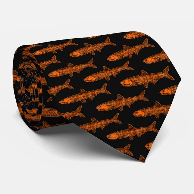 Cravate Motif d'anchois - orange et noir (Roulé)