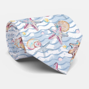 Cravate Motif d'animaux marins à l'aquarelle 