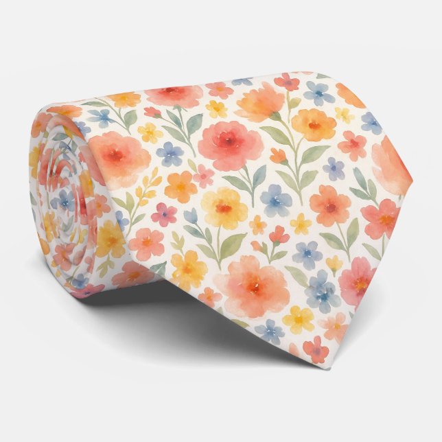 Cravate Motif d'art floral français chic Shabby (Roulé)