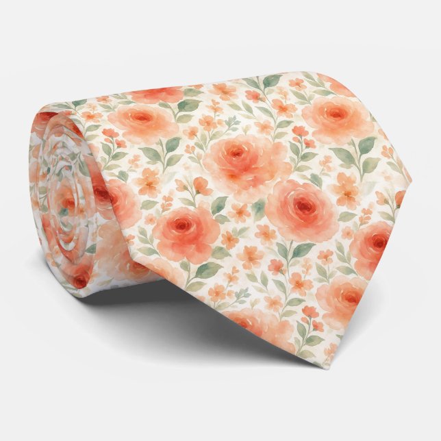 Cravate Motif d'art floral français chic Shabby (Roulé)