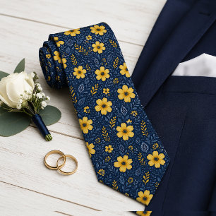 Cravate Motif d'art floral méditerranéen élégant et classe
