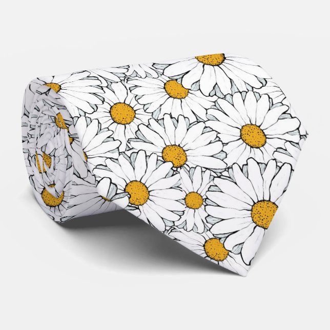 Cravate Motif d'art floral orné jaune pâle (Roulé)