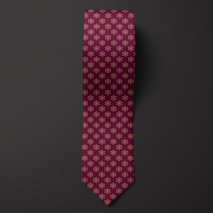 Cravate Motif d'atome bordeaux et or