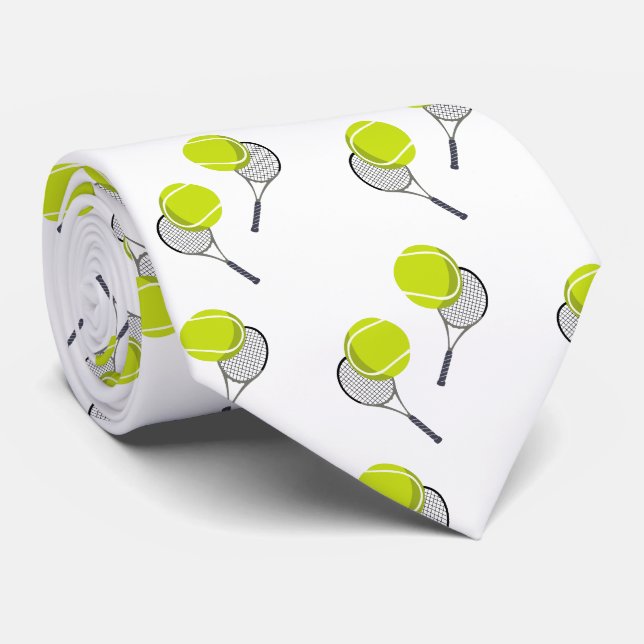 Cravate Motif de balle de tennis et raquette  (Roulé)