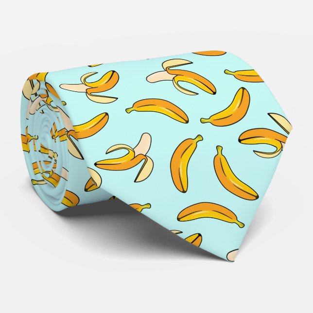 Cravate Motif de bananes pelées et entières (Roulé)
