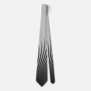 Cravate Motif de bande gris argenté noir blanc très unique