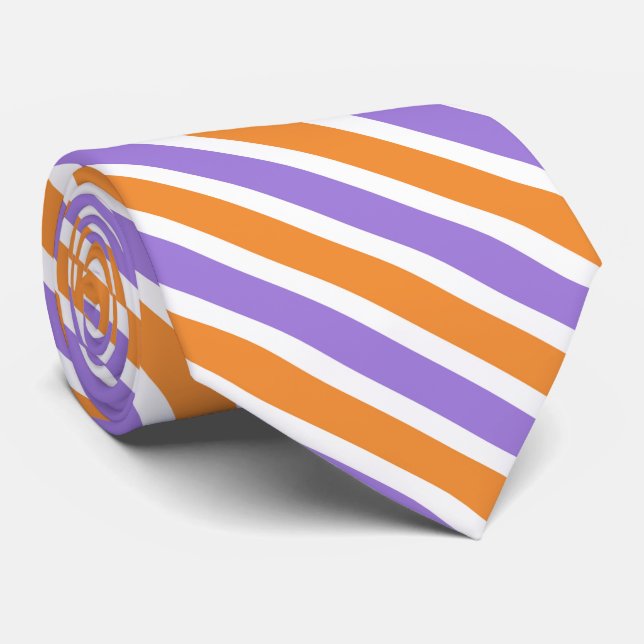 Cravate motif de bande violet orange cool (Roulé)