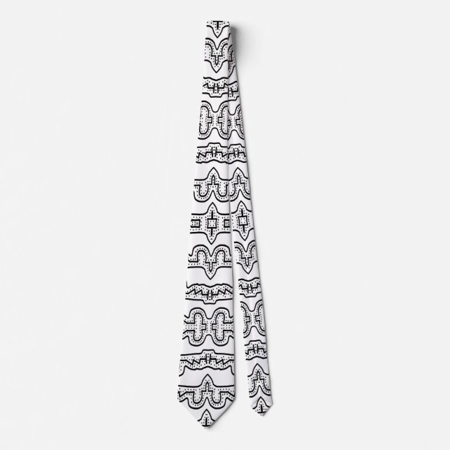 Cravate Motif de bandes tribales en noir et blanc (Devant)