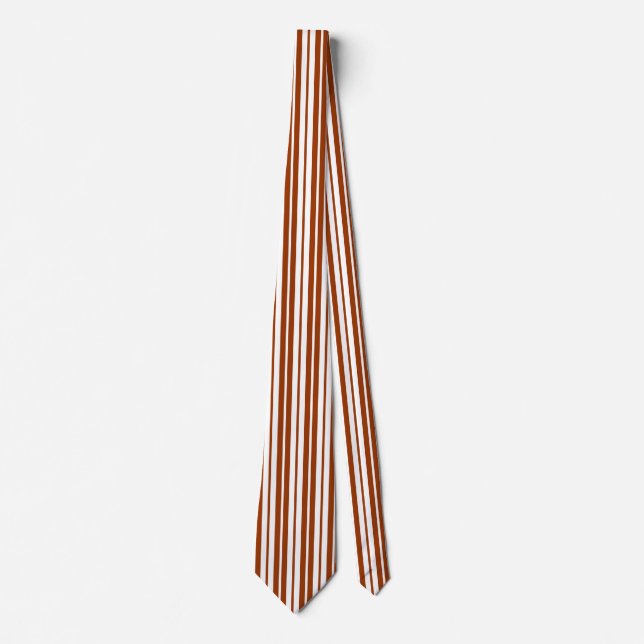 Cravate Motif de bandes verticales Brown blanches (Devant)
