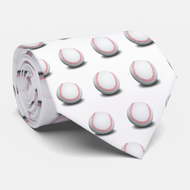 Cravate Motif de baseball | Cadeau sportif (Roulé)